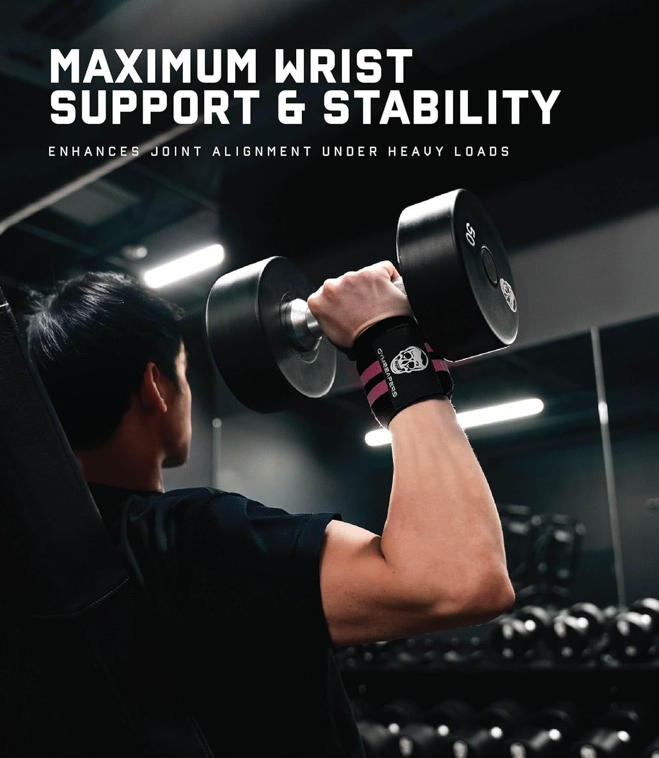 Weightlifting Wrist Wraps (IPF Approved) 18" Professional Quality Wrist Support with Heavy Duty Thumb Loop - Best Wrap for Powerlifting Competition, Strength Training, Bodybuilding.