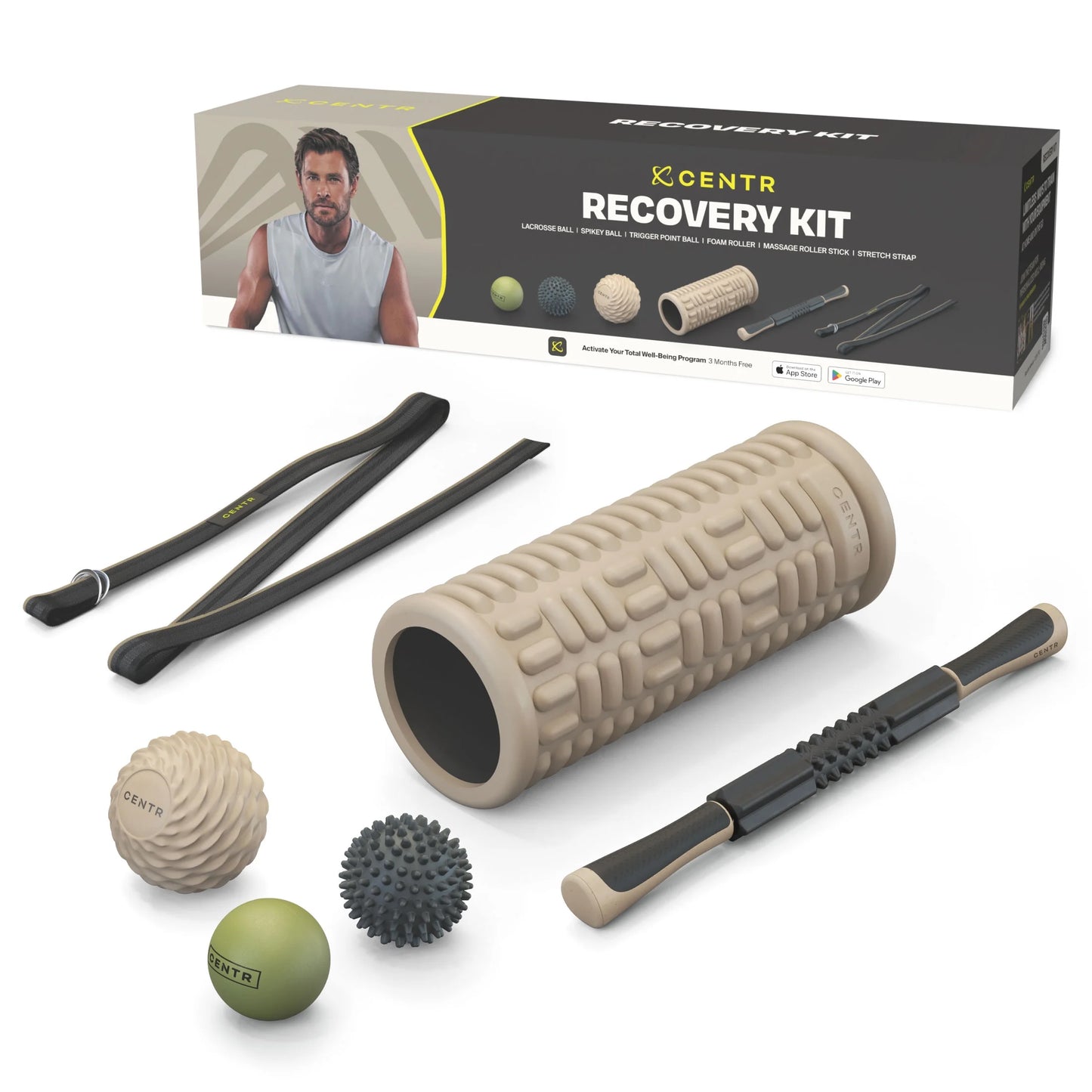 Recovery Kit, Targets Sore Muscles, 6-Piece Set with 3-Month Membership