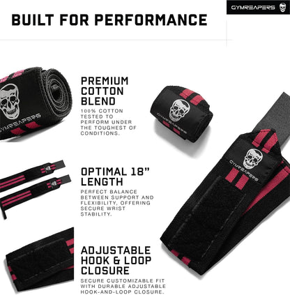 Weightlifting Wrist Wraps (IPF Approved) 18" Professional Quality Wrist Support with Heavy Duty Thumb Loop - Best Wrap for Powerlifting Competition, Strength Training, Bodybuilding.